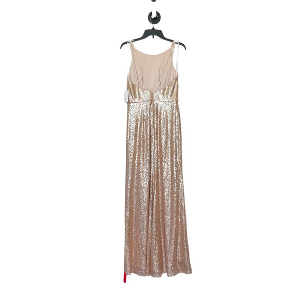 DESSY COLLECTION Bateau Neck Sequin Champagne Gown - Size 8 - Picture 5 of 7